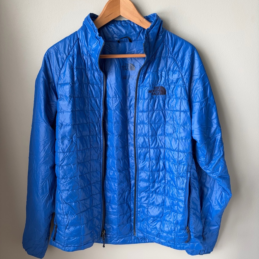 North Face Thermoball Jacket Mens Small Blue Insulated Full Zip Puffer Outerwear